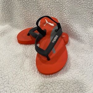 Puma Flip Flops Orange Black‎ Thong Kids Sandals Beach Pool Shoes Size 6.5/7